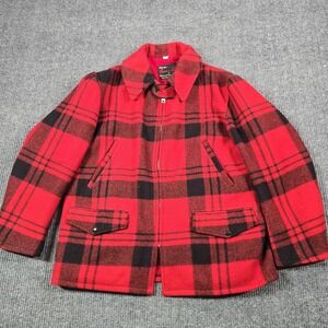 Vintage Outdoor Life Jacket Men 44 Buffalo Plaid Wool Mackinaw Hunting 60s Talon